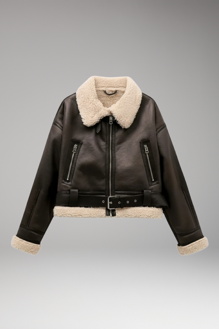Women's Belted Zip Up Jacket - Vonnera