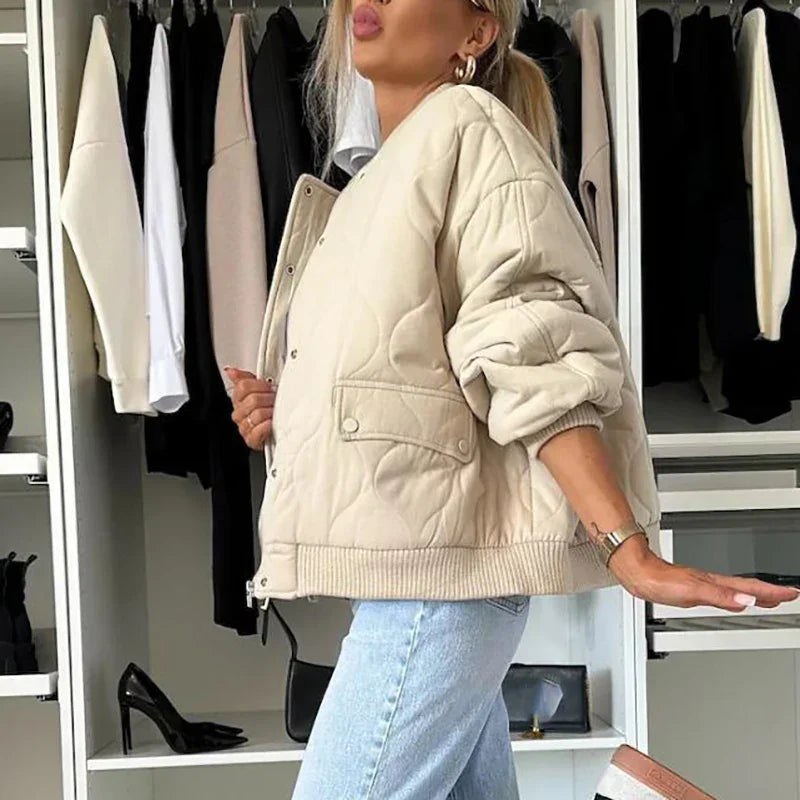 Women's Autumn Bomber Jacket Faux Leather