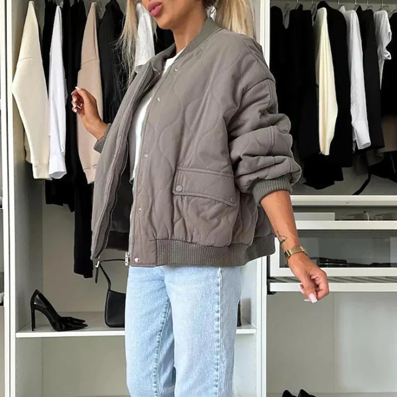 Women's Autumn Bomber Jacket Faux Leather