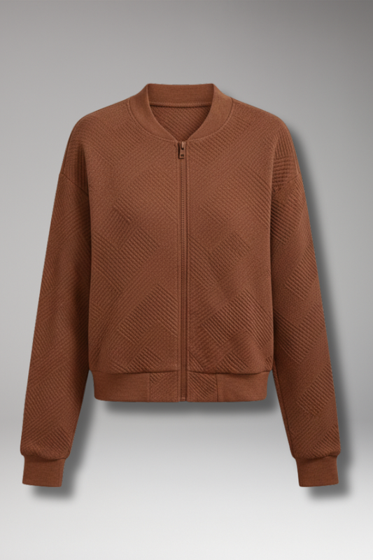 Women's Zip Cardigan Ribbed Hem - Vonnera
