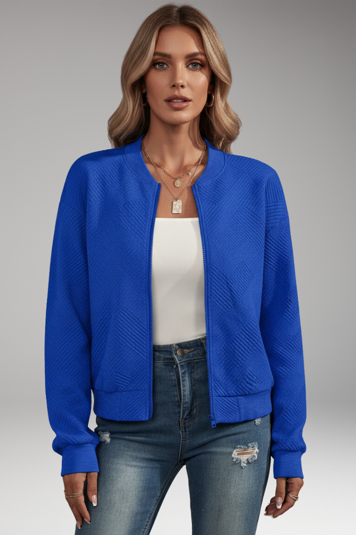 Women's Zip Cardigan Ribbed Hem