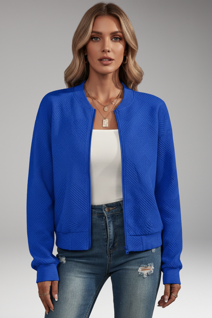Women's Zip Cardigan Ribbed Hem
