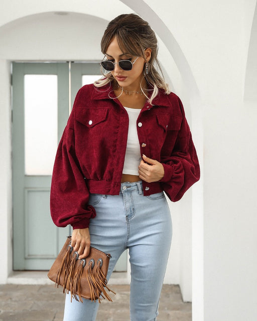 Women's Cropped Jacket Lightweight Casual Tan