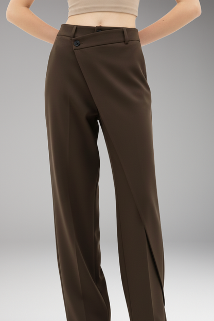 Women's Wide Leg Dress Pants Asymmetrical Layered Design