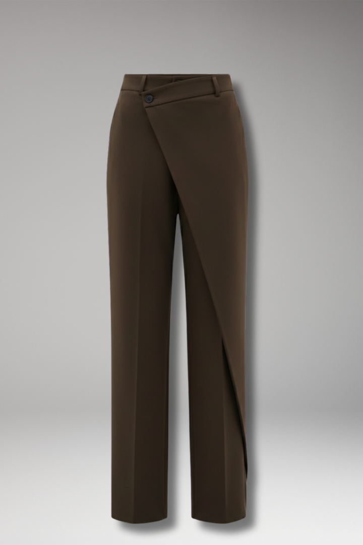 Women's Wide Leg Dress Pants Asymmetrical Layered Design - Vonnera