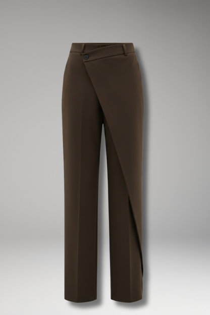 Women's Wide Leg Dress Pants Asymmetrical Layered Design - Vonnera