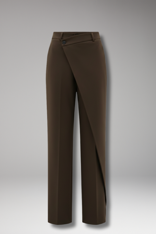 Women's Wide Leg Dress Pants Asymmetrical Layered Design - Vonnera
