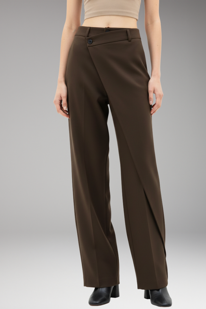 Women's Wide Leg Dress Pants Asymmetrical Layered Design