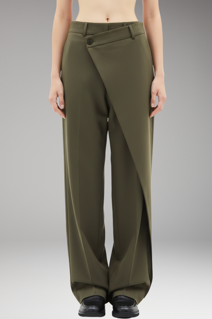 Women's Wide Leg Dress Pants Asymmetrical Layered Design