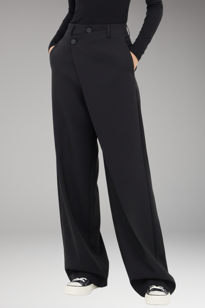 Women's Wide Leg Dress Pants Asymmetrical Layered Design