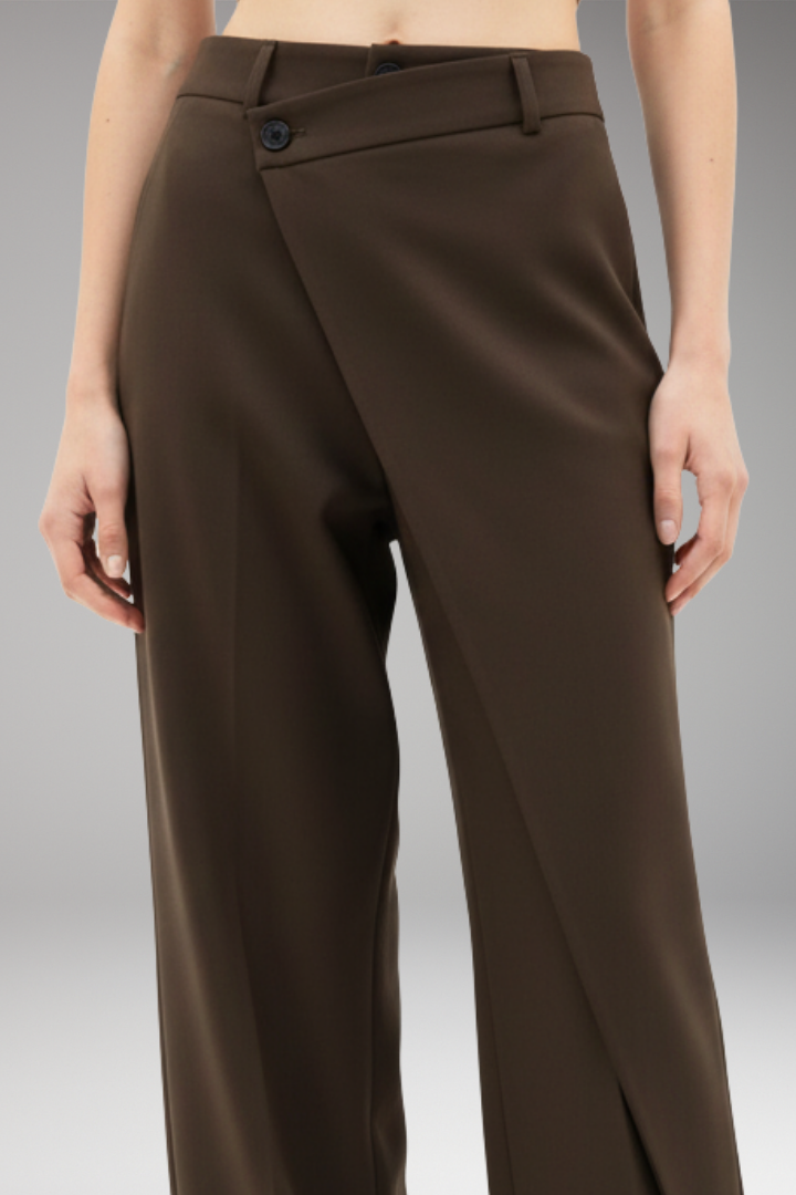 Women's Wide Leg Dress Pants Asymmetrical Layered Design