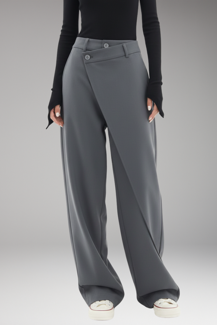 Women's Wide Leg Dress Pants Asymmetrical Layered Design
