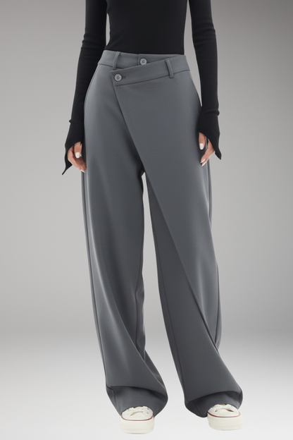 Women's Wide Leg Dress Pants Asymmetrical Layered Design