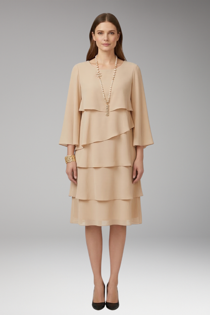 Women's Long Sleeve Layered Dress