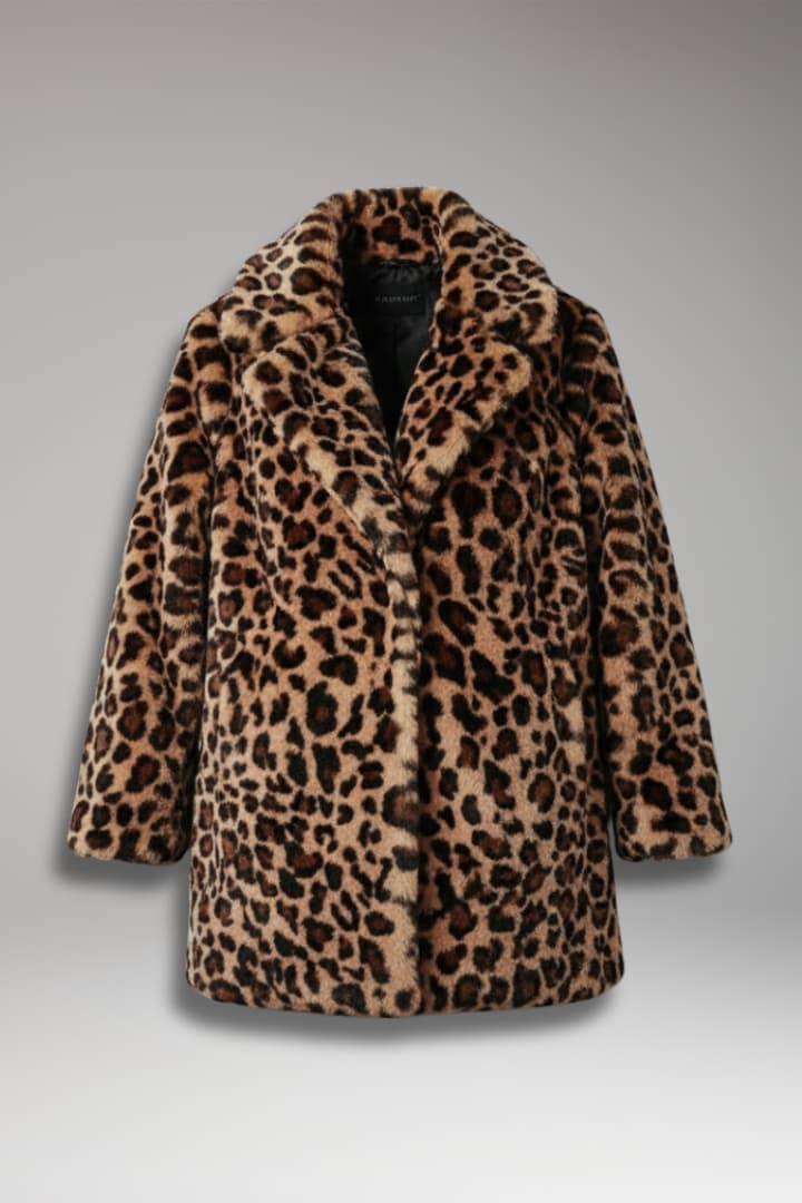 Women's Faux Fur Leopard Print Coat - Vonnera