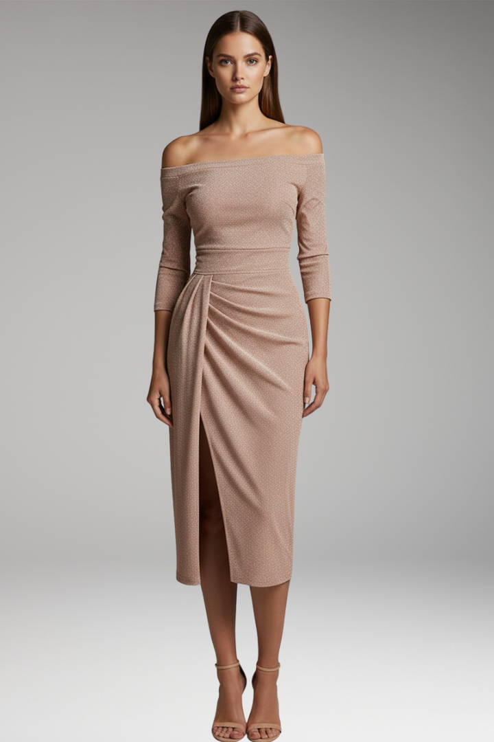 Women's Off Shoulder Long Sleeve Gala Dress