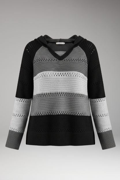 Women's V-Neck Hoodie Ribbed Hem - Vonnera