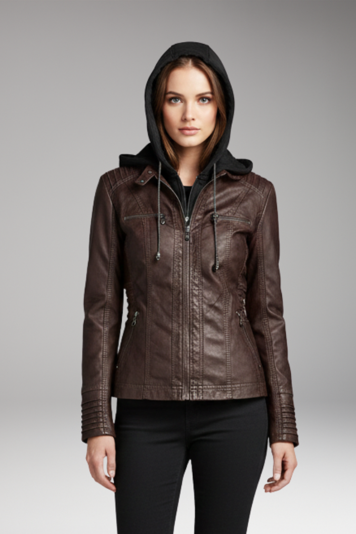 Women's Hooded Jacket Front Zip Closure