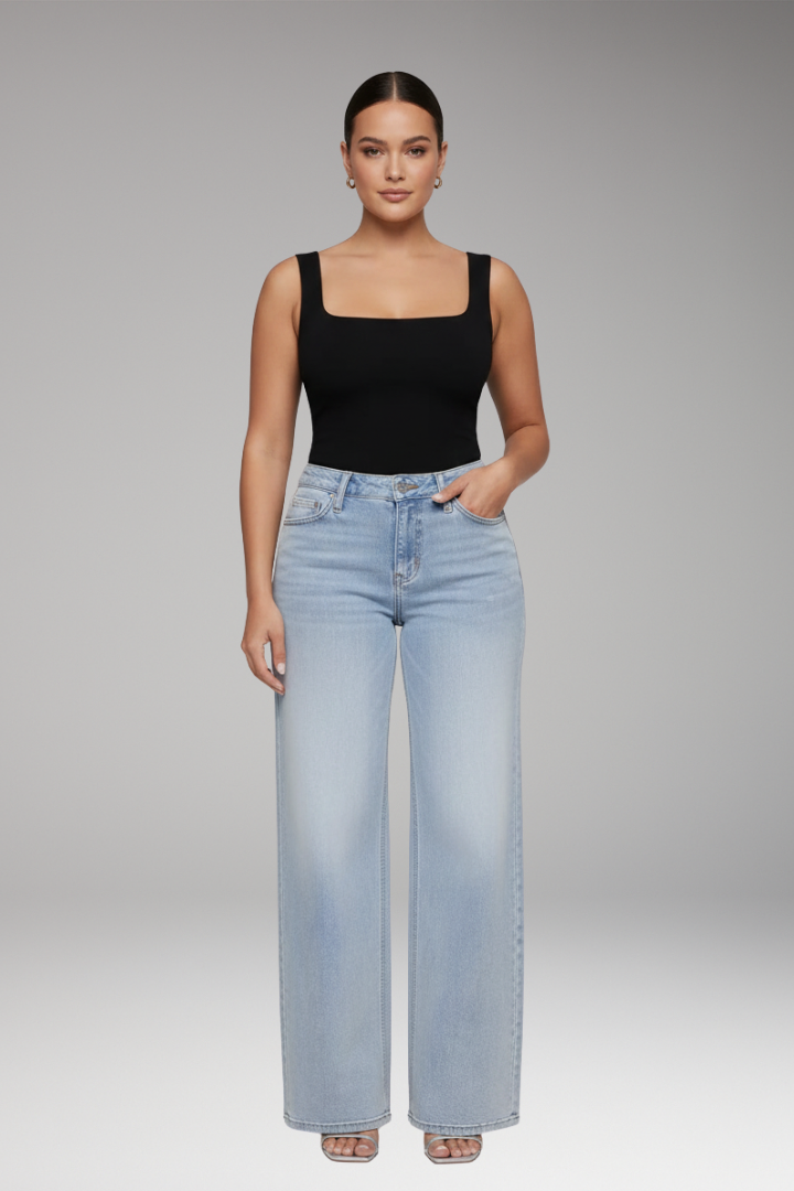 Women's Mid Rise Wide Leg Jeans