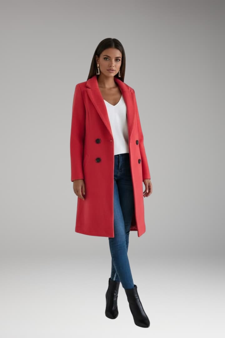 Women's Button Front Long Coat