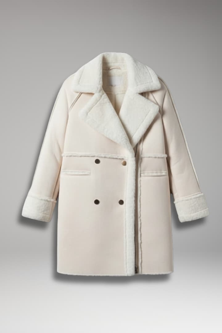 Women's Faux Fur Trim Long Coat Button Front - Vonnera