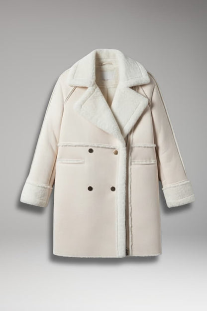 Women's Faux Fur Trim Long Coat Button Front - Vonnera