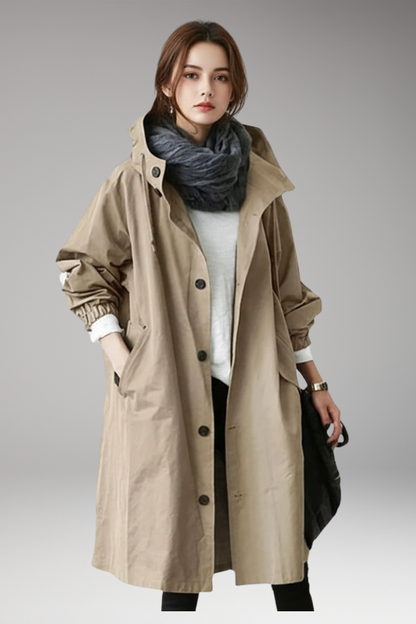 Women's Long Hooded Button Coat