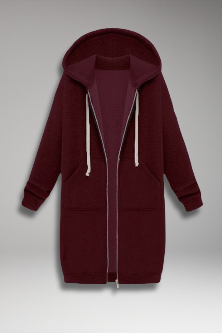 Women's Longline Hoodie Zip Up with Pockets - Vonnera