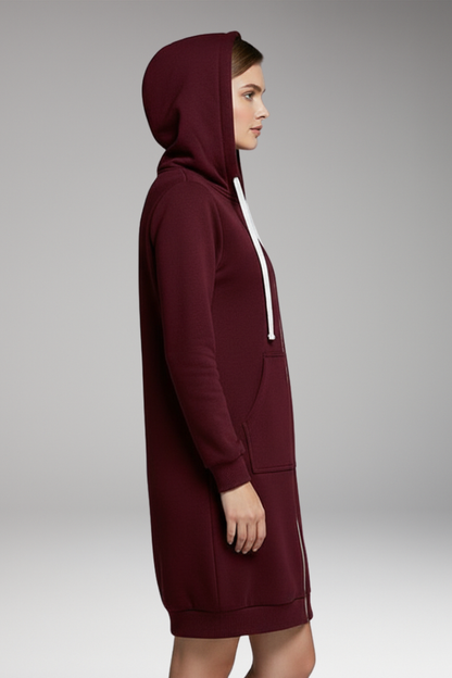 Women's Longline Hoodie Zip Up with Pockets