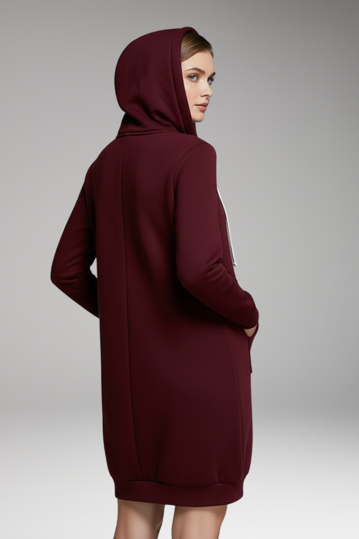Women's Longline Hoodie Zip Up with Pockets