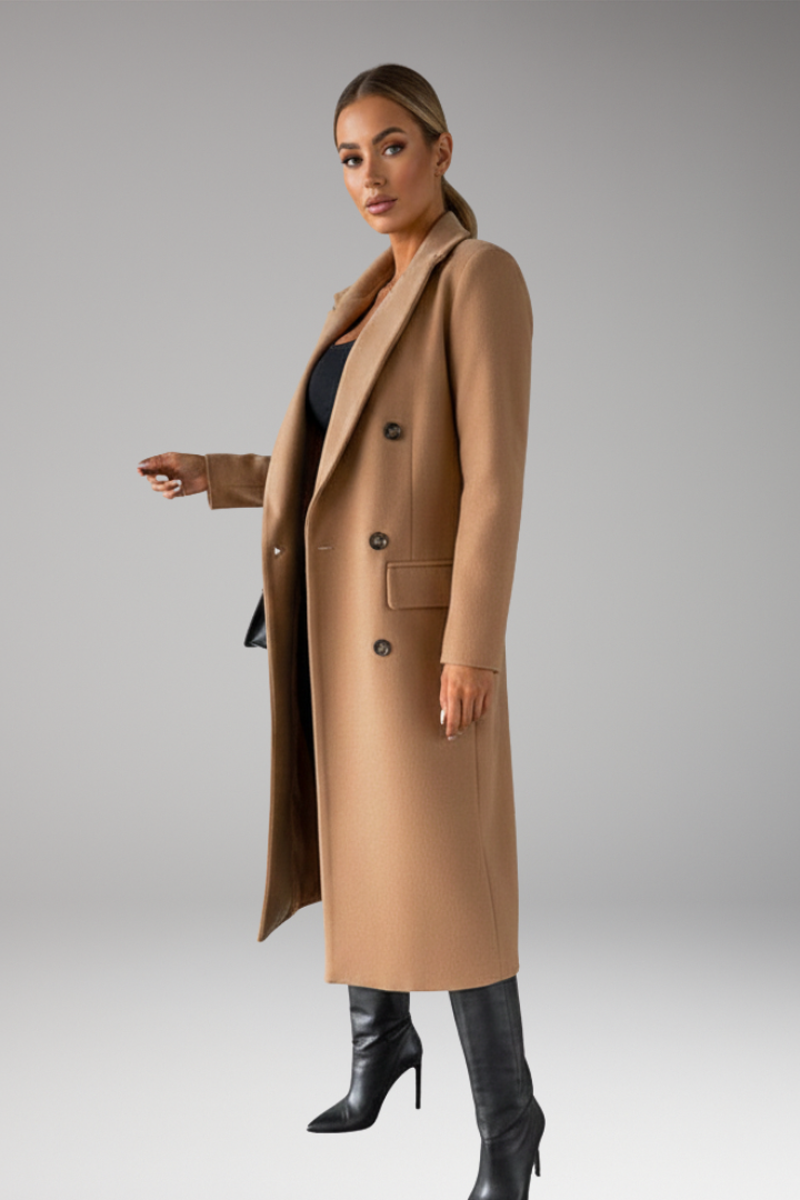 Women's Notched Lapel Overcoat Double Breasted