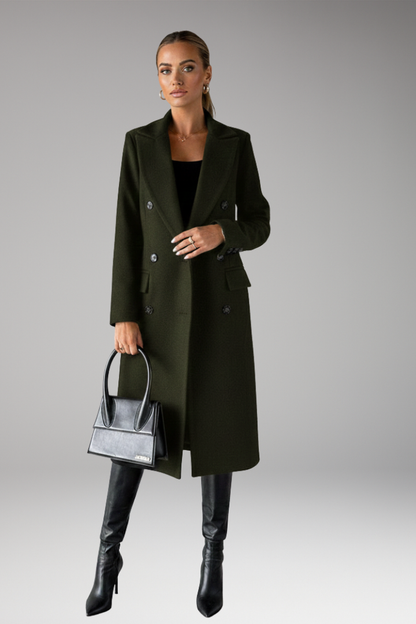 Women's Notched Lapel Overcoat Double Breasted