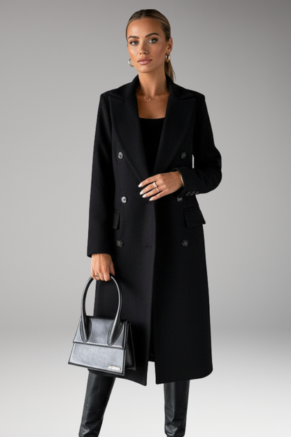 Women's Notched Lapel Overcoat Double Breasted