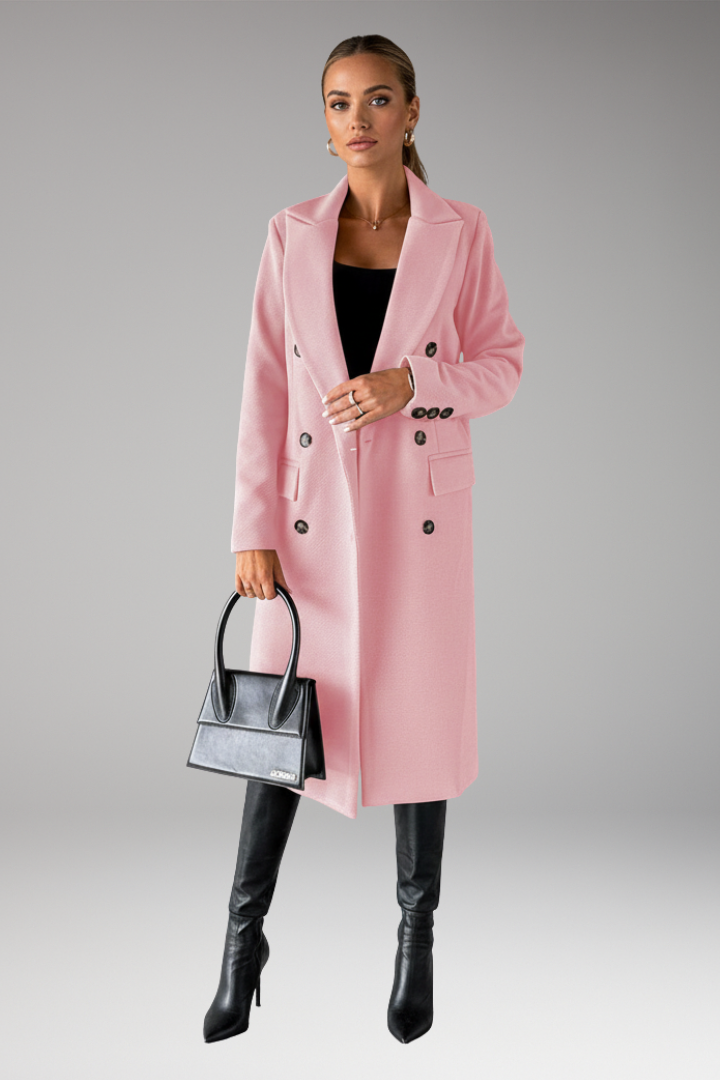 Women's Notched Lapel Overcoat Double Breasted