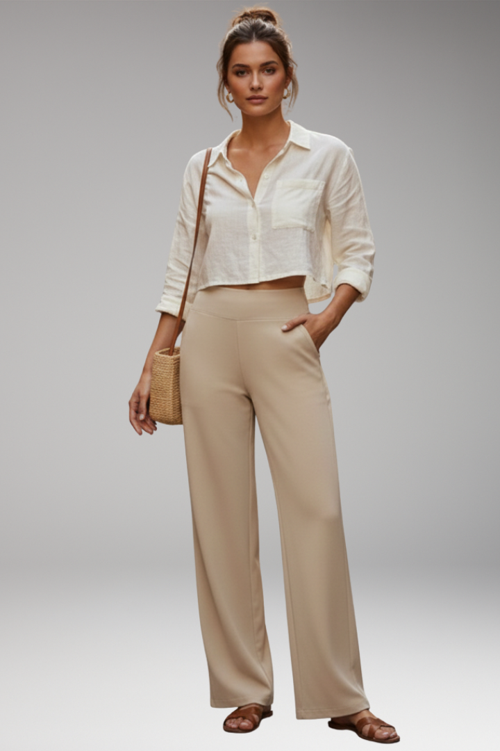 Women's High Waist Pants Side Pockets