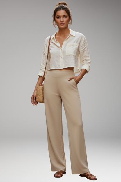 Women's High Waist Pants Side Pockets