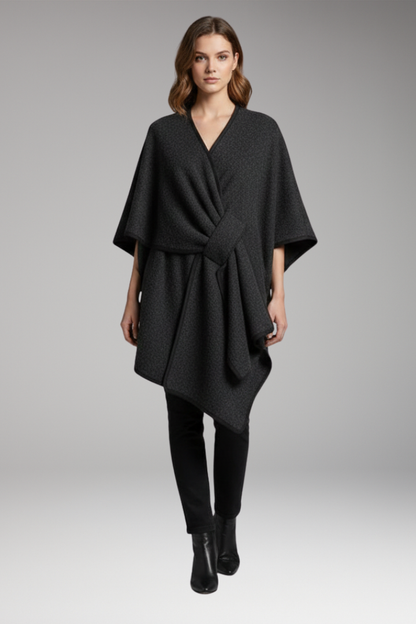 Women's Double-Sided Poncho Shawl Wide Drape