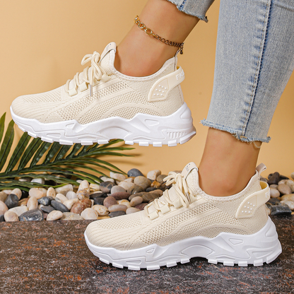 Women's Mesh Walking Sneakers Chunky Sole Lace-Up - Vonnera