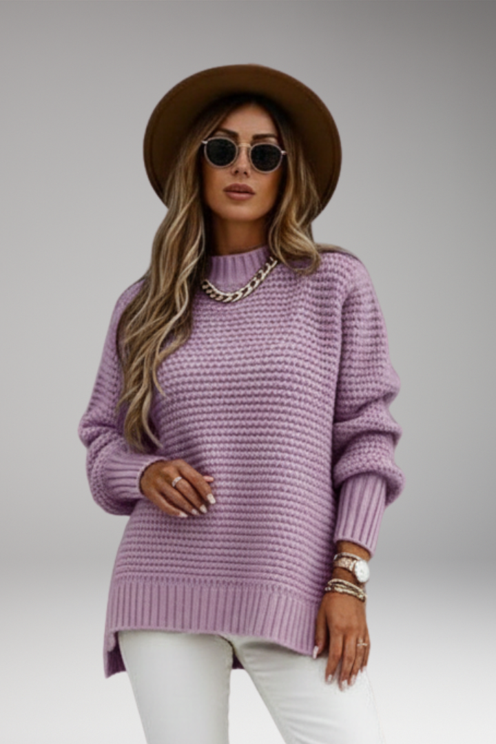 Women's High Neck Sweater Ribbed Cuffs