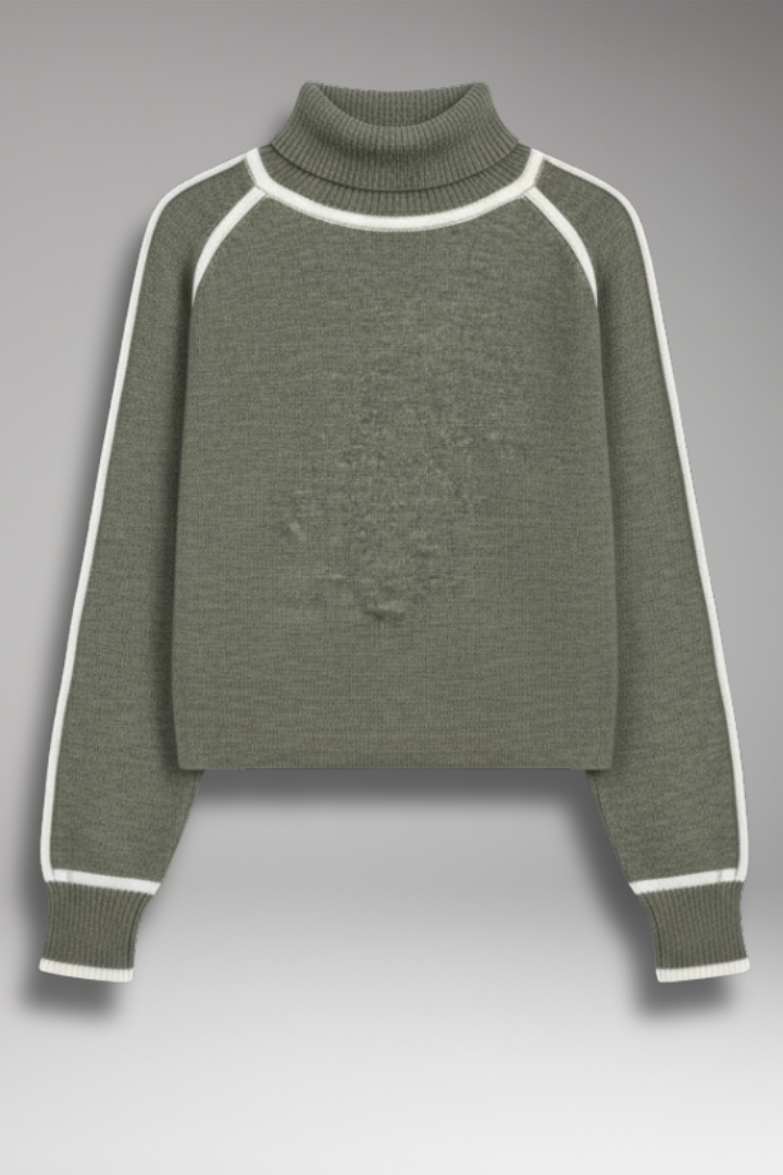 Women's High Neck Sweater with Trim - Vonnera