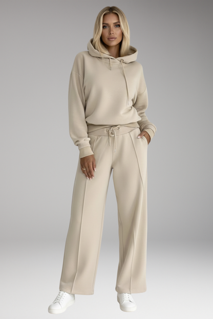 Women's Tracksuit Set Drawstring Hoodie Wide Leg Pants