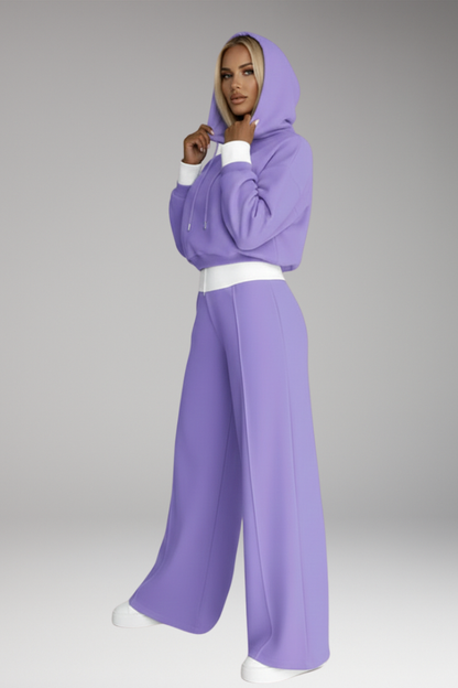 Women's Tracksuit Set Drawstring Hoodie Wide Leg Pants