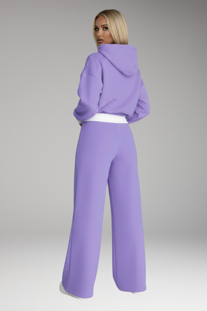 Women's Tracksuit Set Drawstring Hoodie Wide Leg Pants
