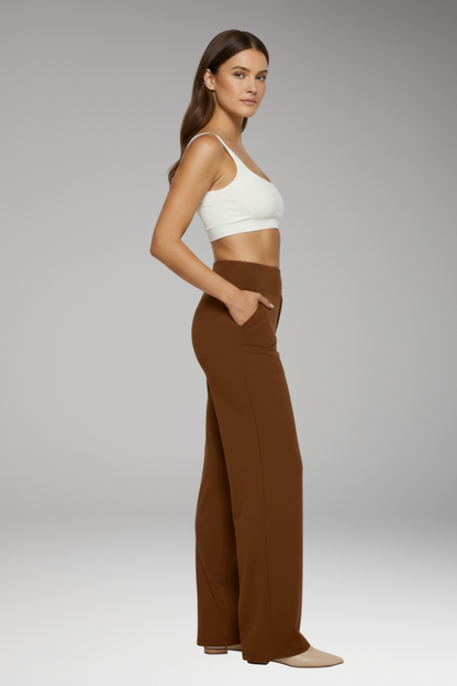 Women's High Waist Trousers with Side Pockets