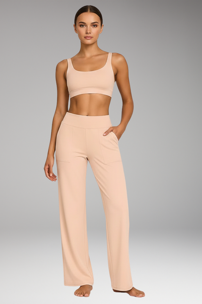 Women's High Waist Trousers with Side Pockets