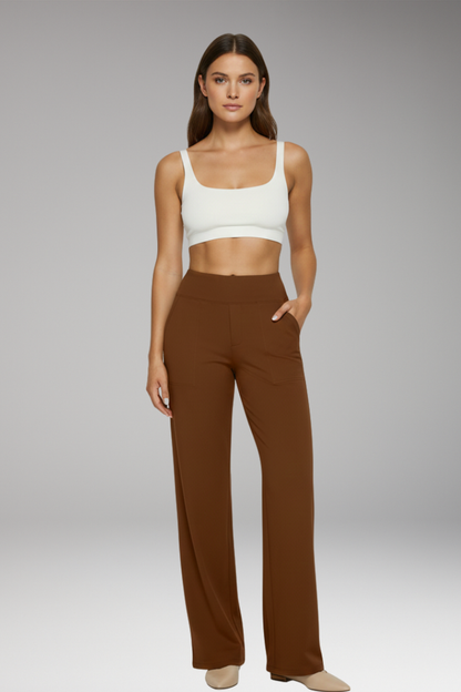 Women's High Waist Trousers with Side Pockets