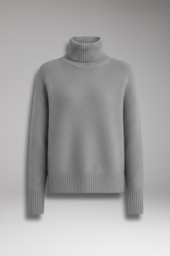 Women's Long Sleeve Turtleneck Sweater Ribbed Hem - Vonnera
