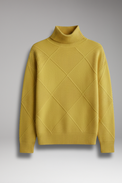 Women's Turtleneck Sweater Textured Knit Ribbed Cuffs - Vonnera