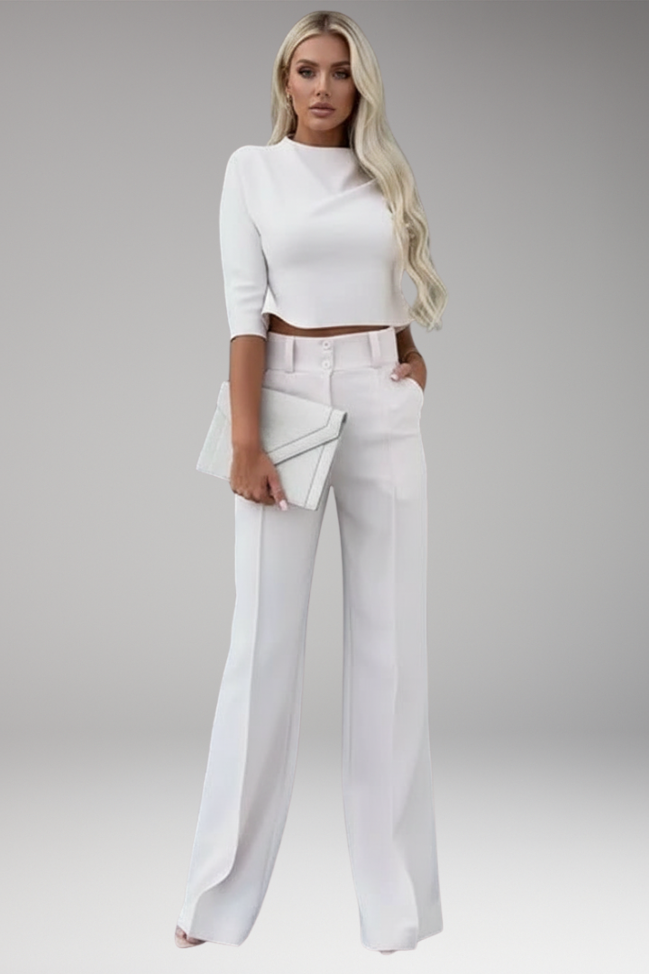 Women's 2-Piece Crop Straight Pants Set