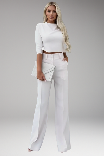 Women's 2-Piece Crop Straight Pants Set